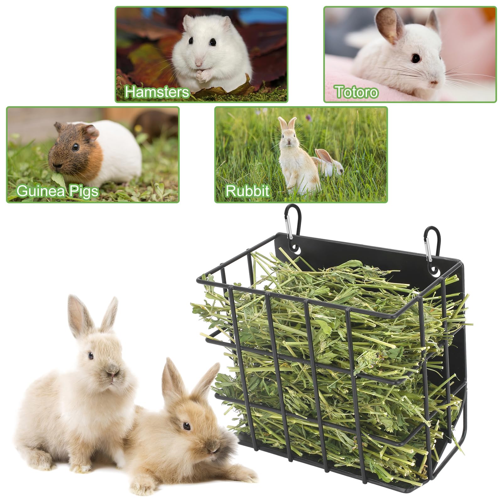 CAIQINLI hay feeder constructed from durable metal resists chewing and wear.