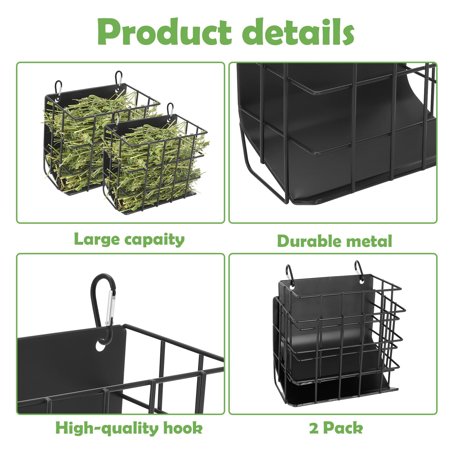 CAIQINLI rabbit hay feeder large-mouth top for easy filling.