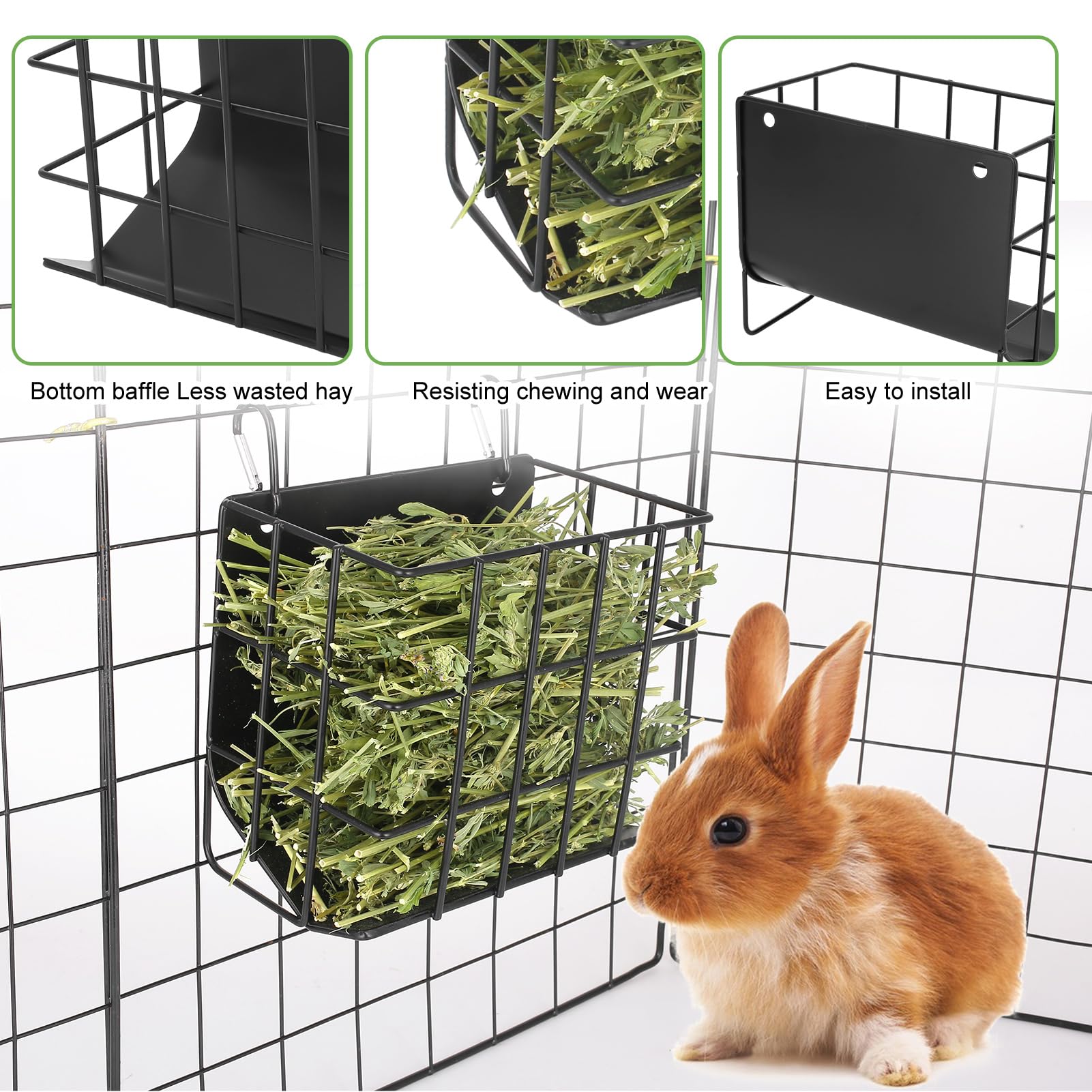 CAIQINLI rabbit hay feeder sloping interior design guides hay forward.