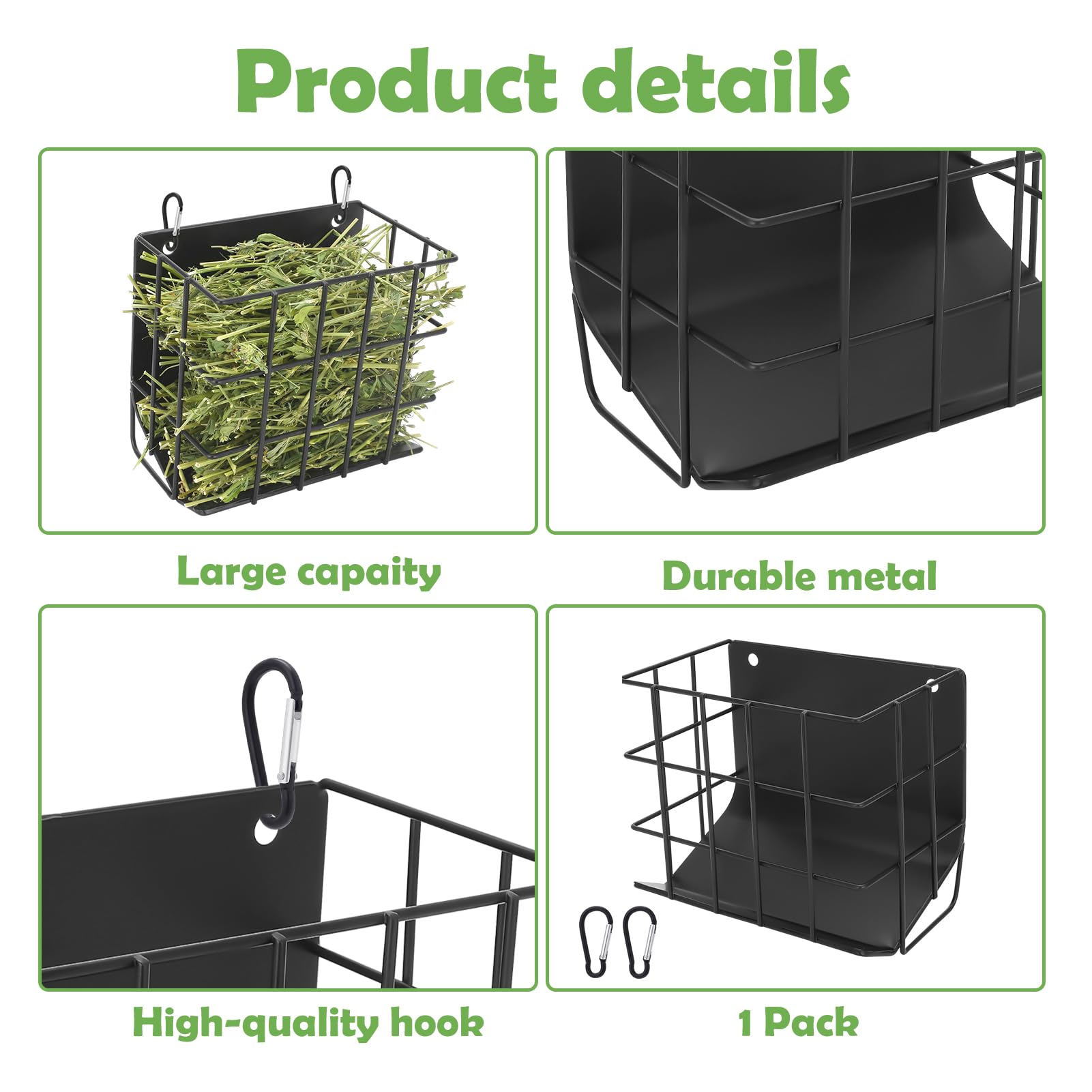 CAIQINLI rabbit hay feeder top opening for quick, convenient filling.