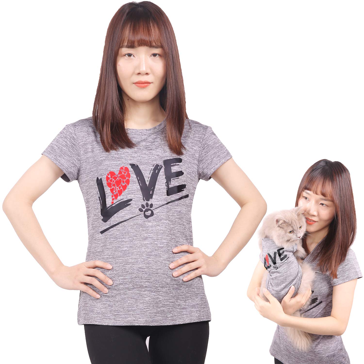 CAISANG dog shirt with mommy-daddy matching heart logo for family photo moments.