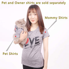 CAISANG women's crewneck T-shirt grey pairs with pet shirt for coordinated outfits.