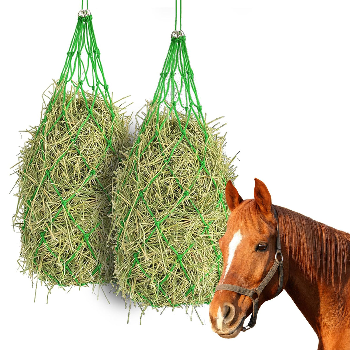 CAIYUANYUAN-SHENXUEJIAO slow-feed hay net stretched to 40 inches for steady grazing