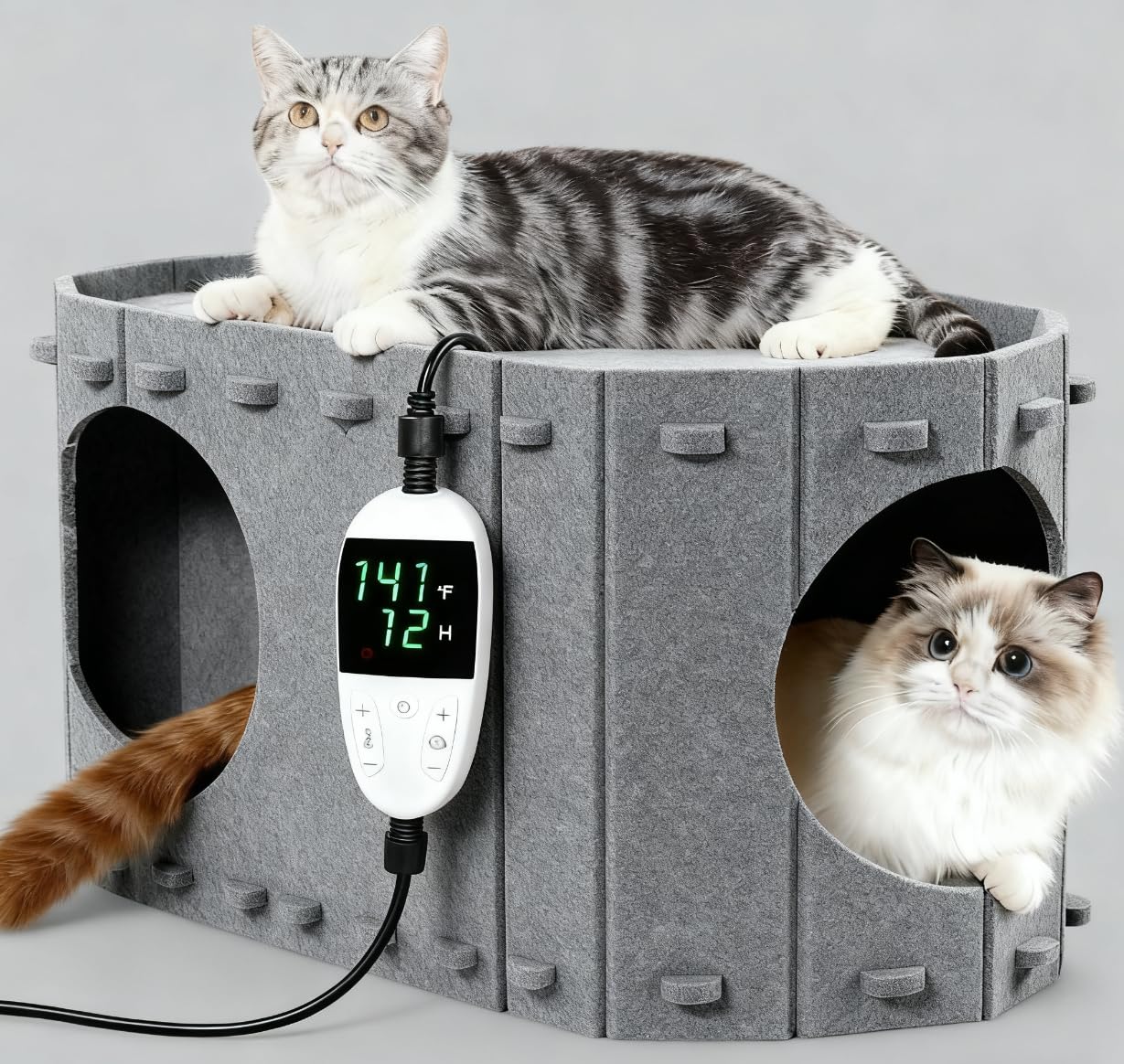 Caleforra heated cat house folded compact for easy storage.