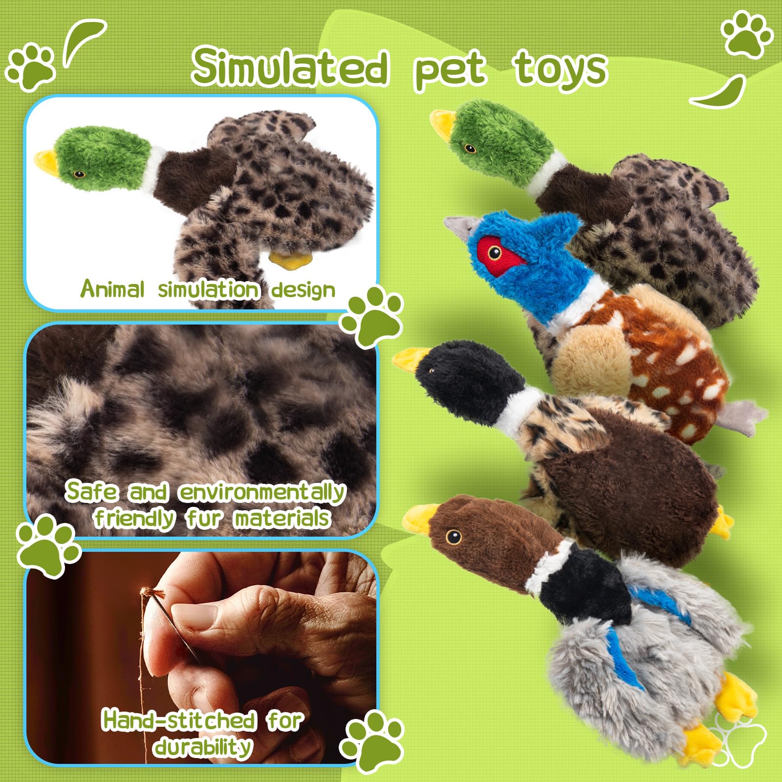 Calibonbon dog squeaky toy set pheasant boosts active play and training.