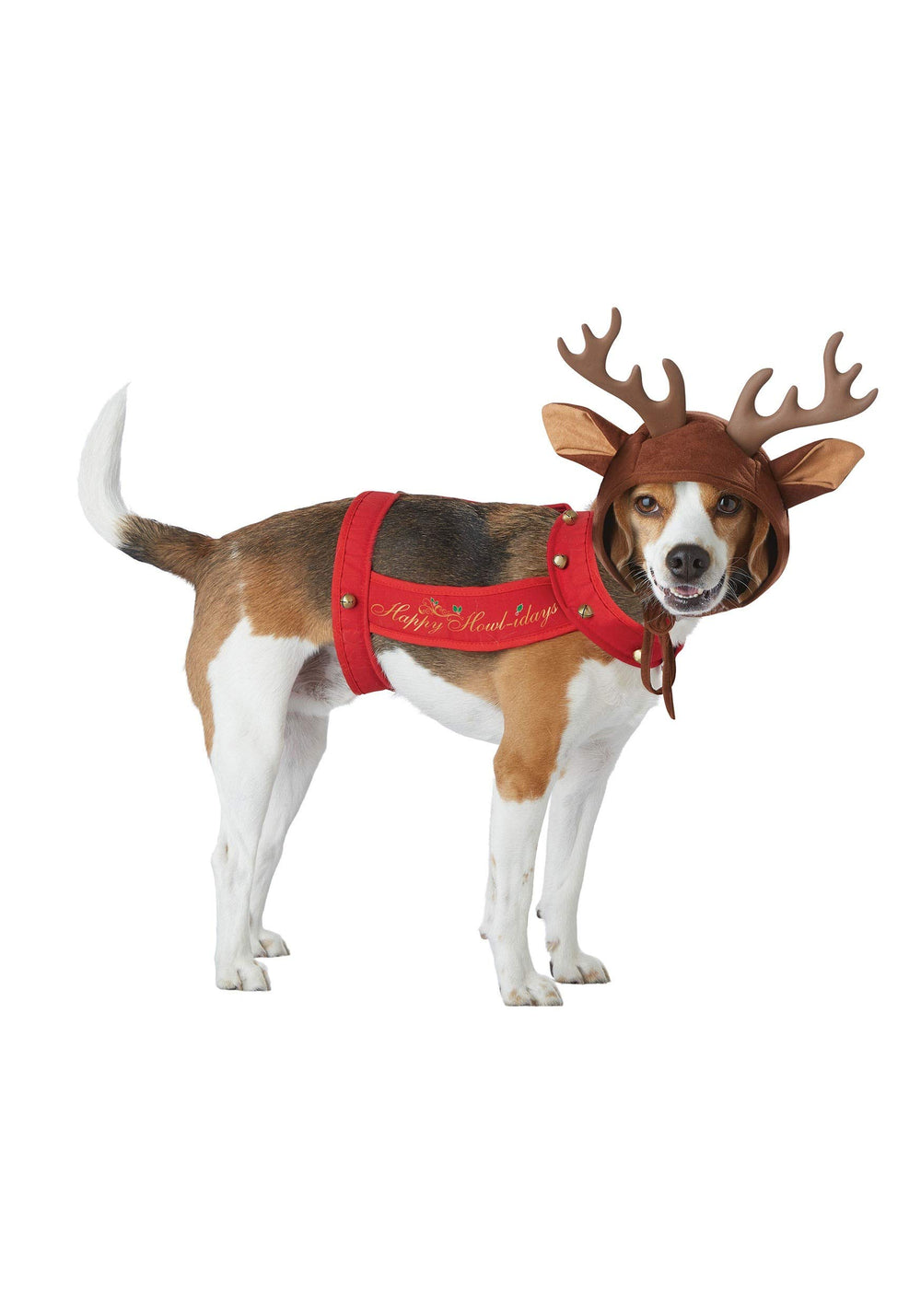California Costumes dog reindeer harness with bells—festive holiday dress-up for your pup