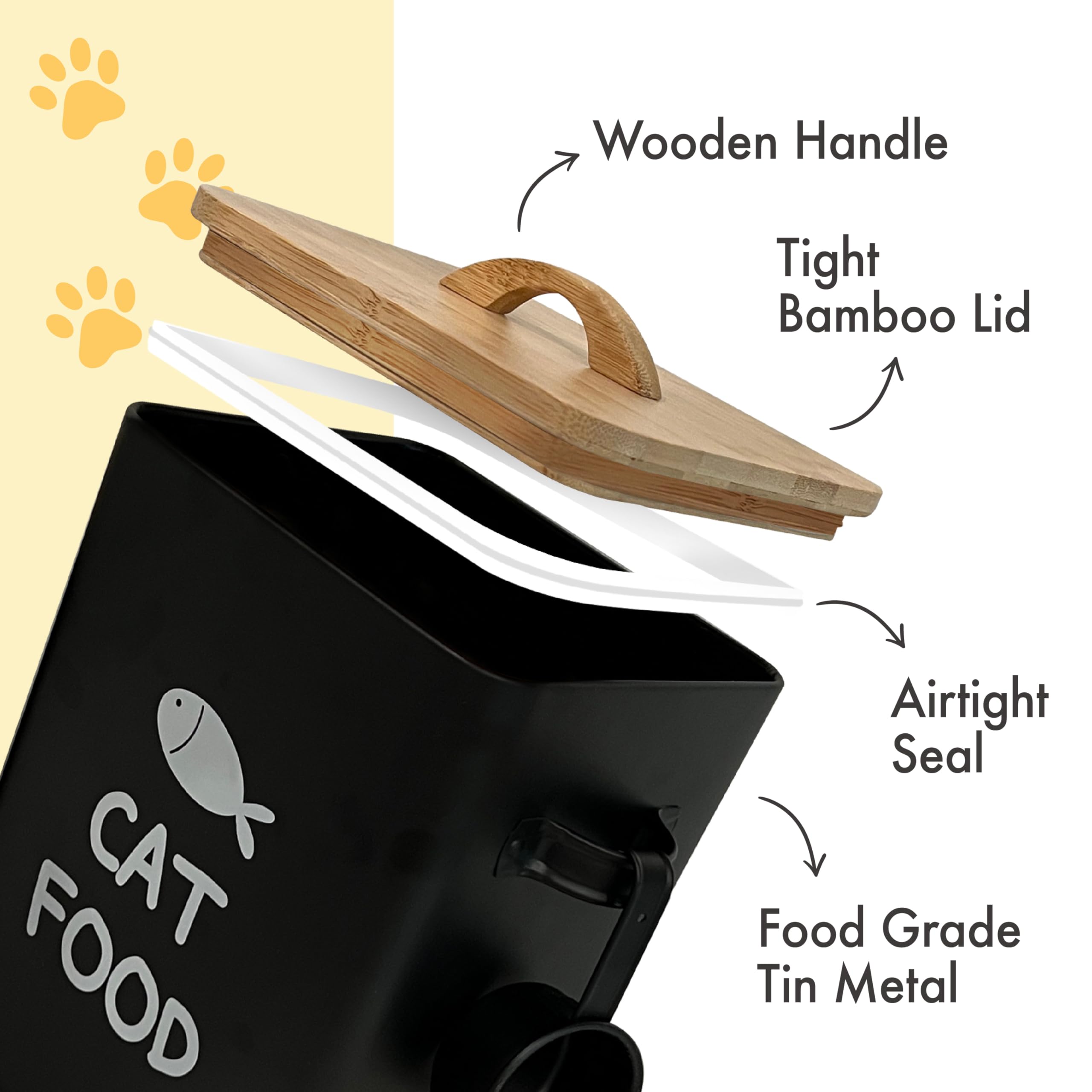 Calindiana matte black tin with scoop enables easy portioning