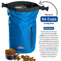 Callieco dog food travel bag PEVA inner liner keeps contents fresh and odor-controlled.