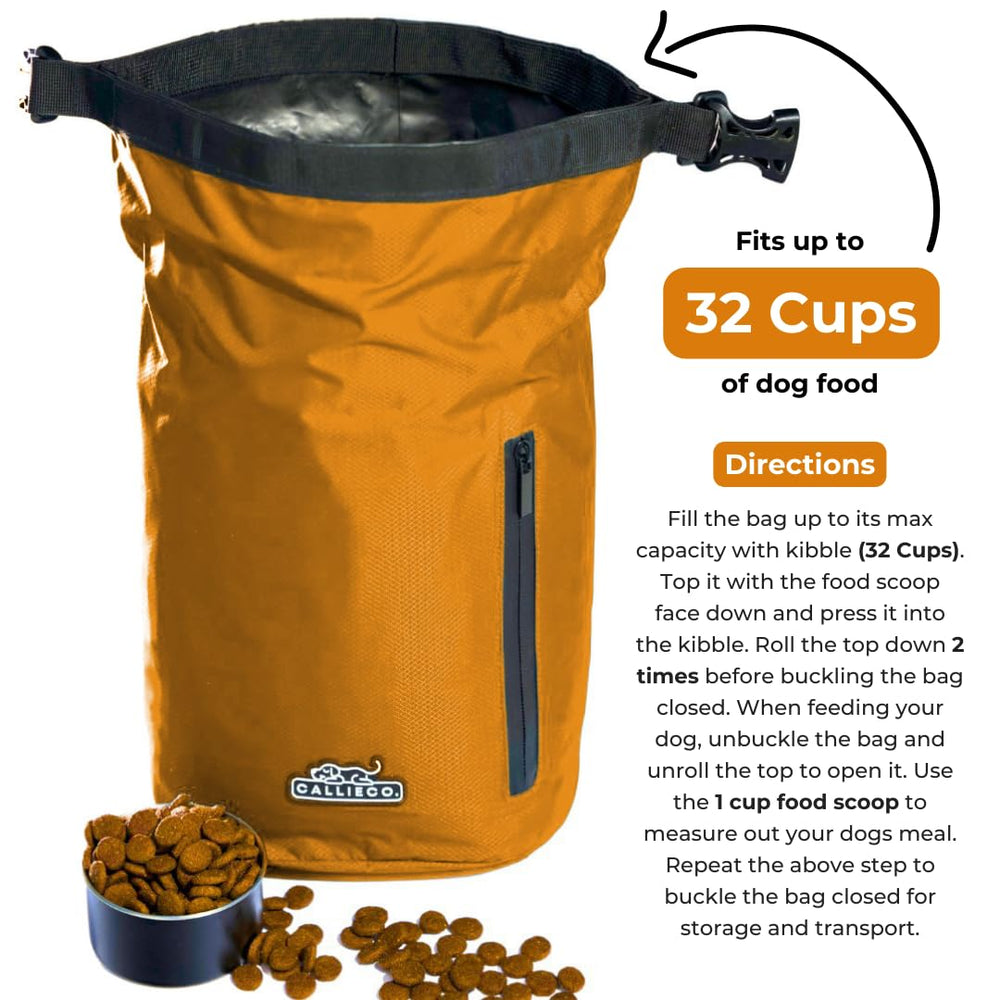 Callieco dog food travel bag side pocket for bowls and essentials