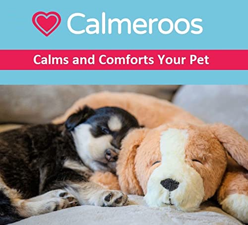 Calmeroos heartbeat-simulator sound creates comforting presence that helps dogs sleep undisturbed.