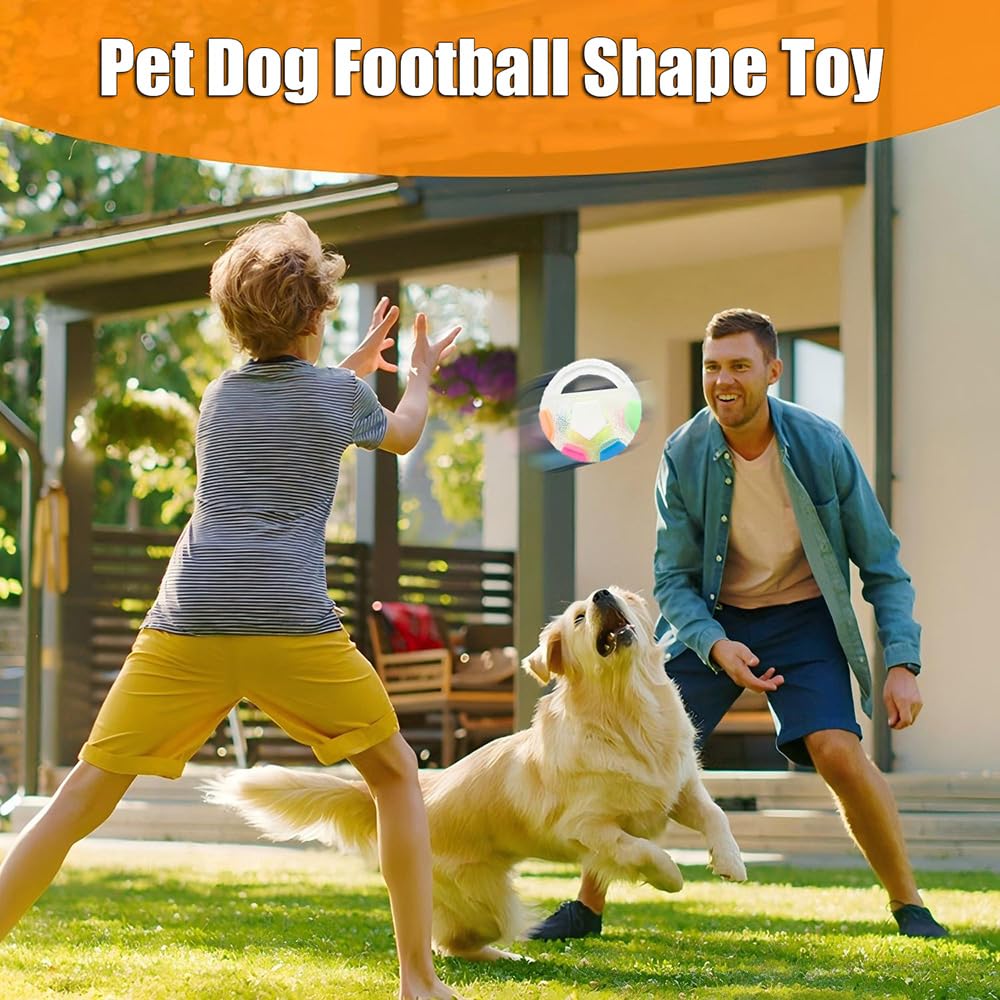 Calming Ball with Handle squeaker detail for instant dog attention during fetch.