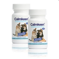 Calmkeen 75mg bottle side view showing packaging for small pets calming support
