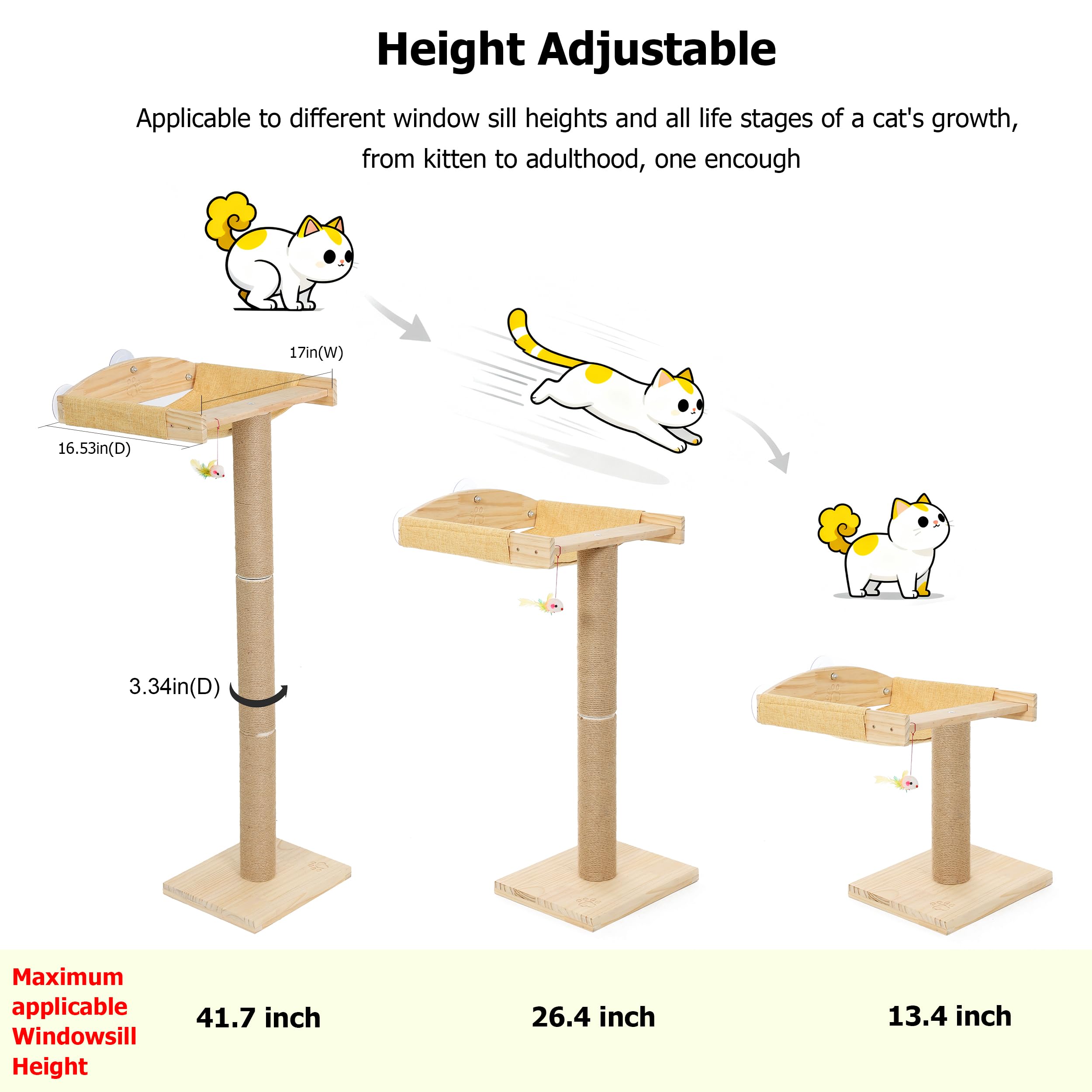 Caloreduce cat window perch uses three suction cups for secure attachment.