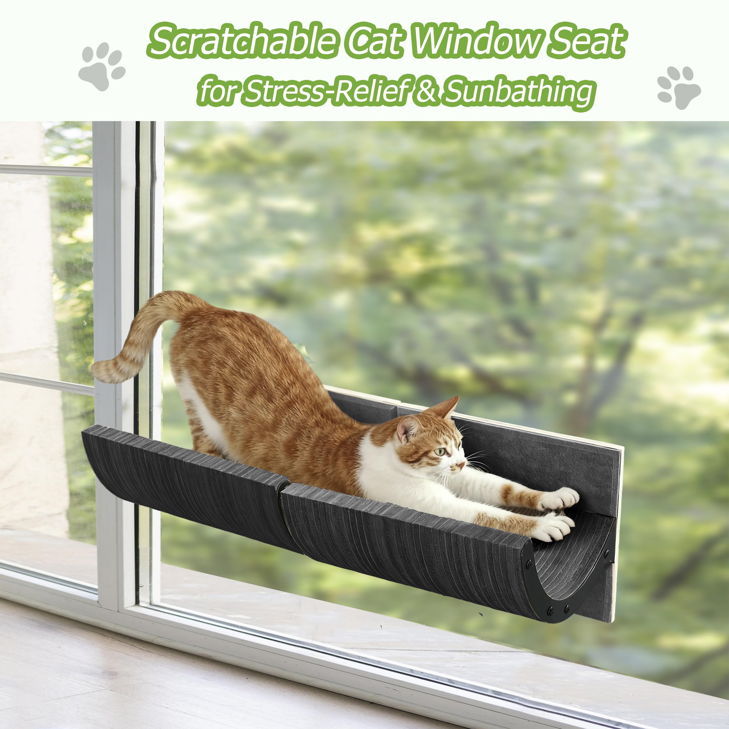 Caloreduce cat window perch suction cups ensure strong grip up to 40 pounds.