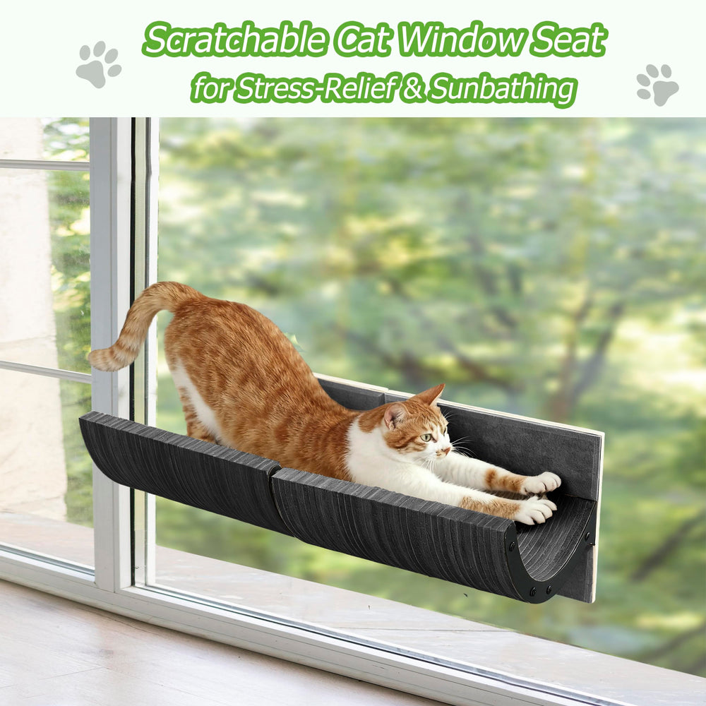Caloreduce cat window perch suction cups ensure strong grip up to 40 pounds.