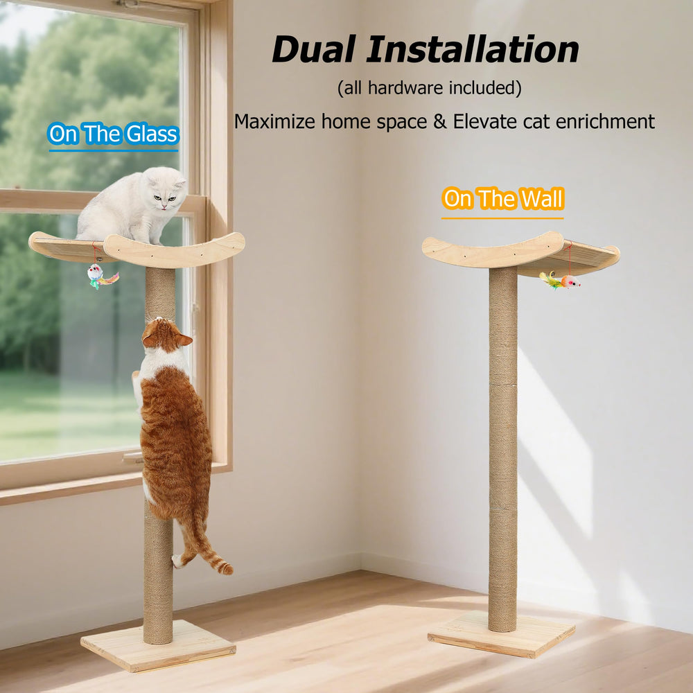 Caloreduce 46-inch height window tree lets cats observe from a high vantage
