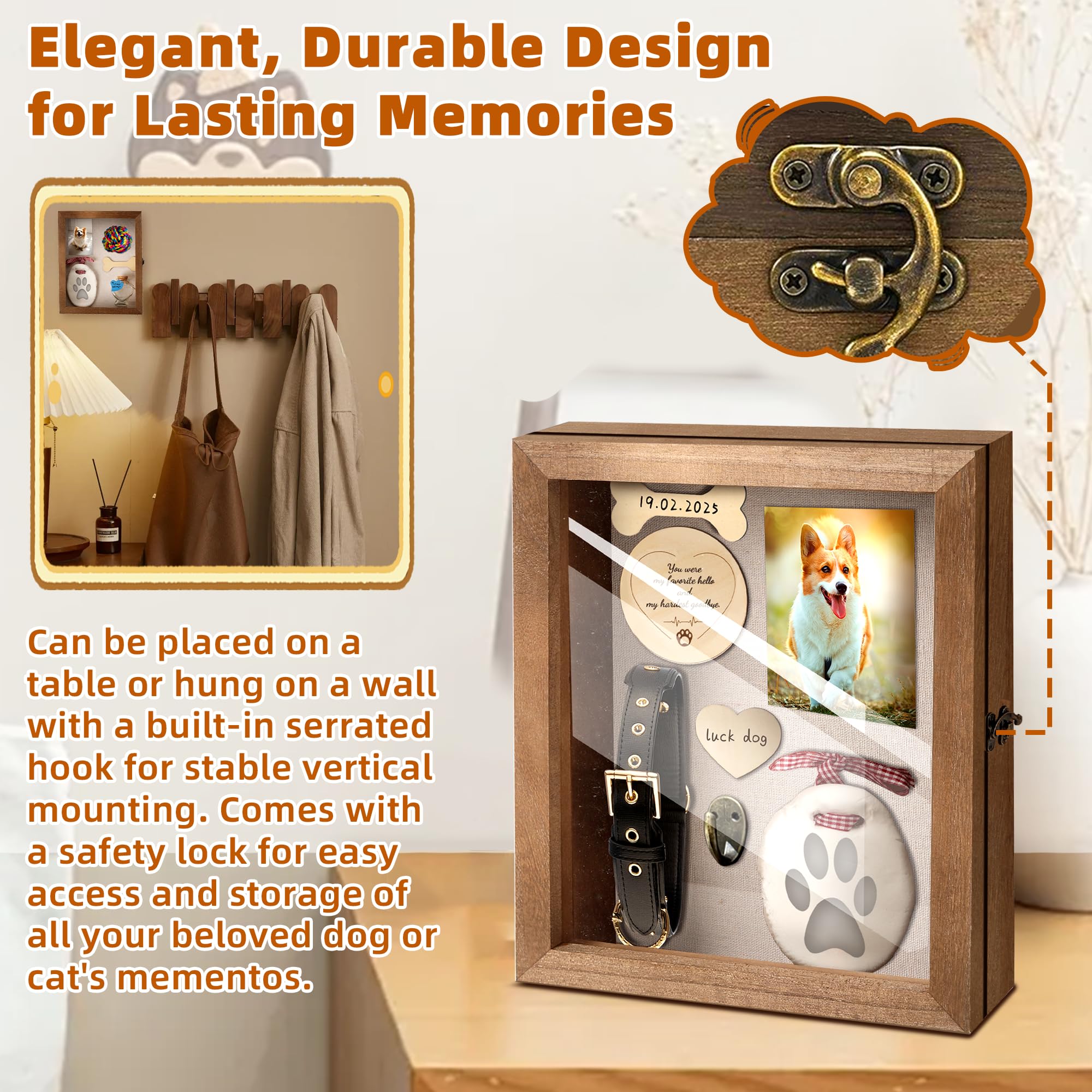 CALPALMY memorial keepsake on table with wall-mount option.