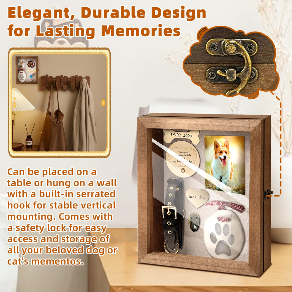 CALPALMY memorial keepsake on table with wall-mount option.
