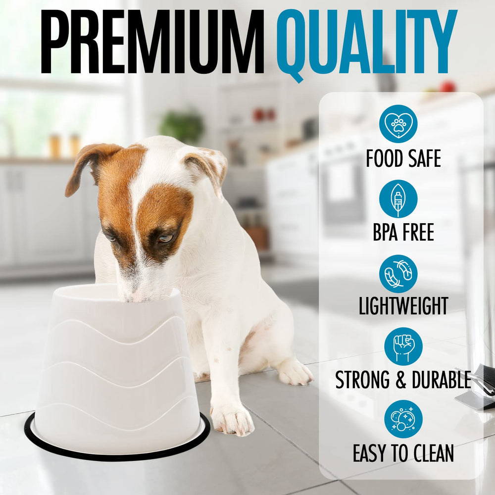 CAM raised bowls for large dogs enhance neck comfort during feeding.