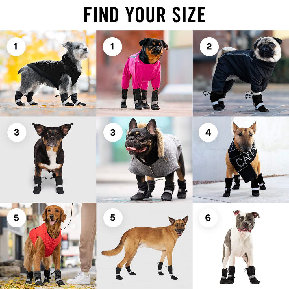 Canada Pooch dog winter boots rubber-soles provide anti-slip grip on slick surfaces.