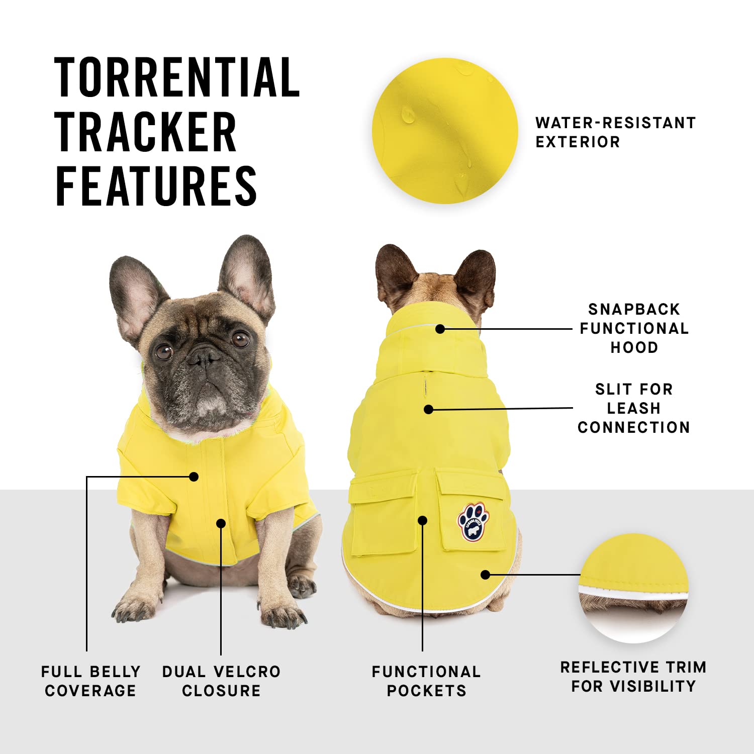 Canada Pooch Torrential Tracker dog rain jacket functional pockets for essentials