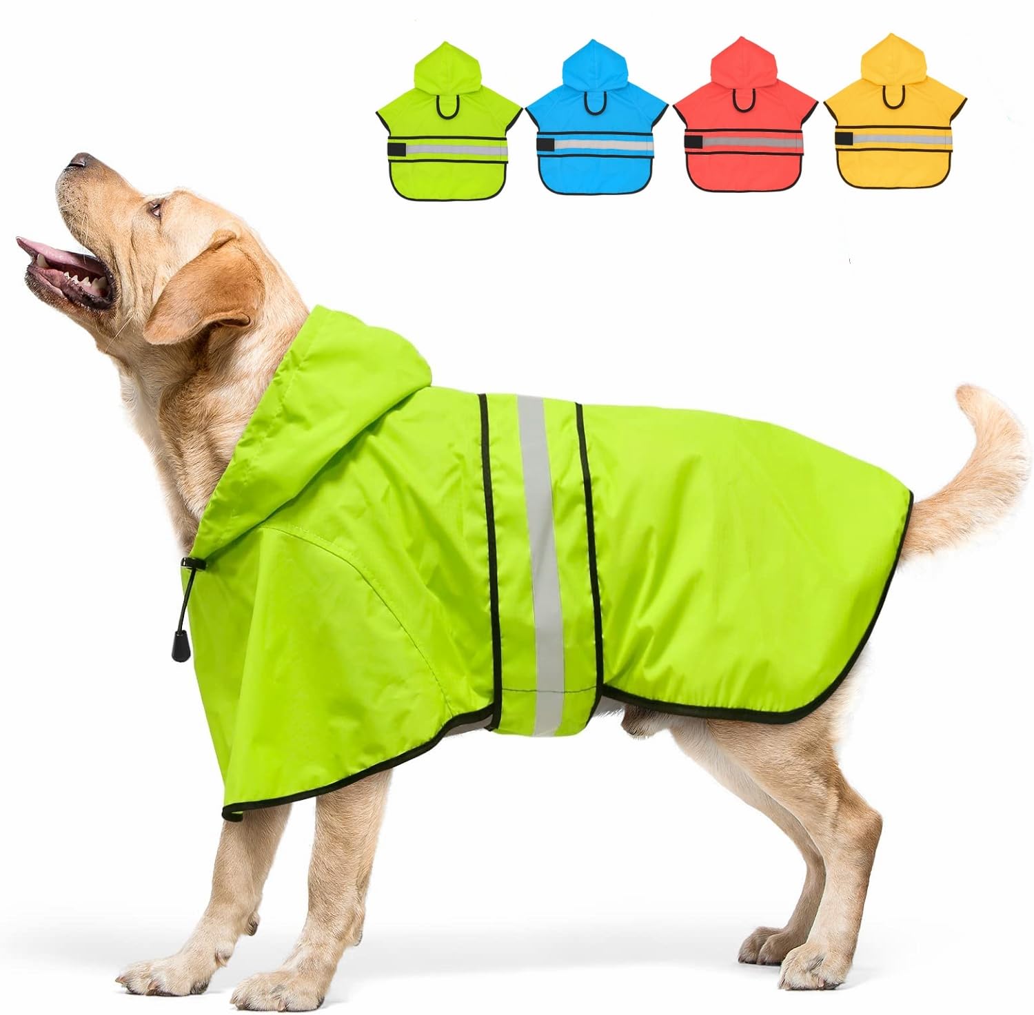 Candofly dog raincoat hooded poncho front view keeps pets dry on walks