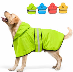 Candofly dog raincoat hooded poncho front view keeps pets dry on walks