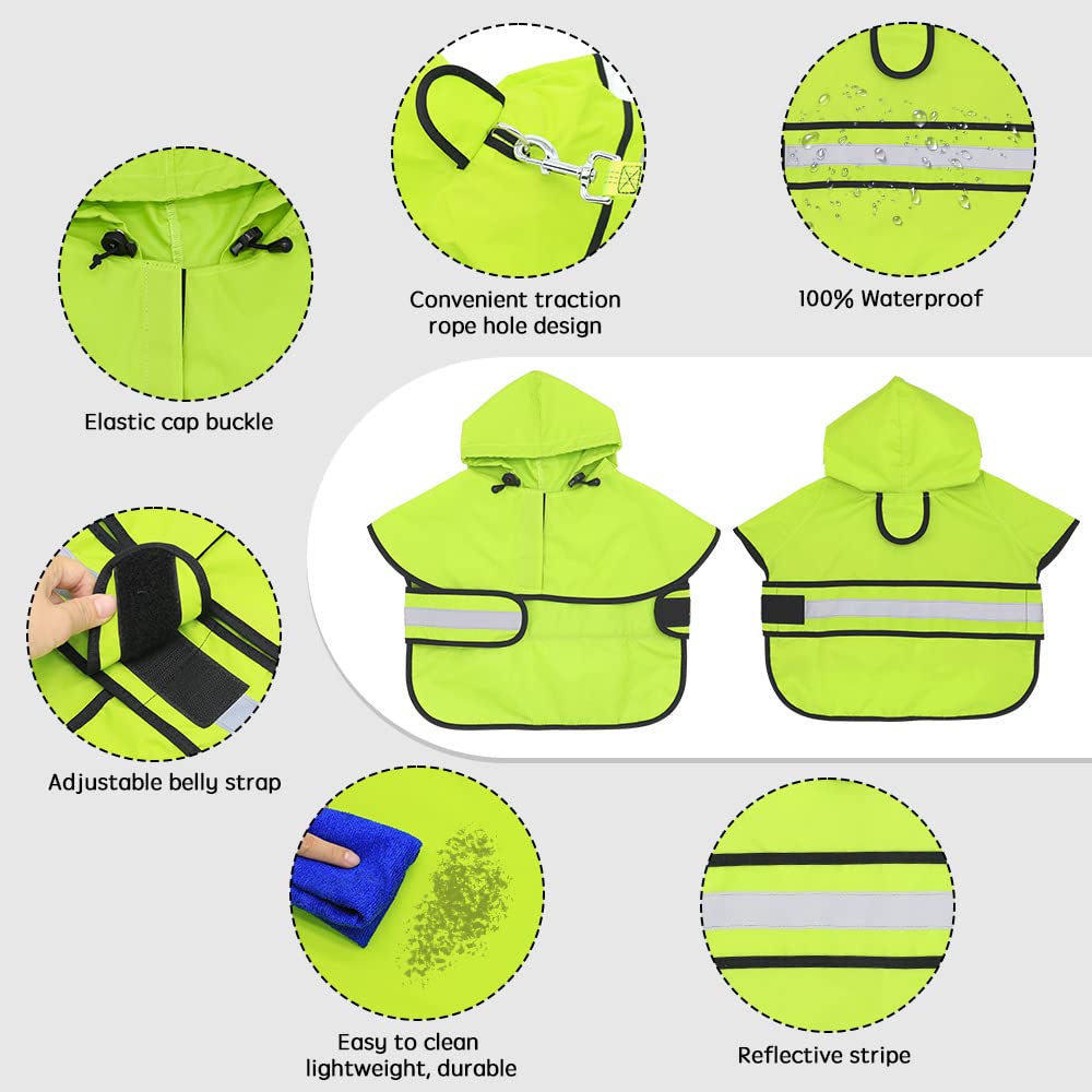 Candofly waterproof dog raincoat side view provides lightweight protection