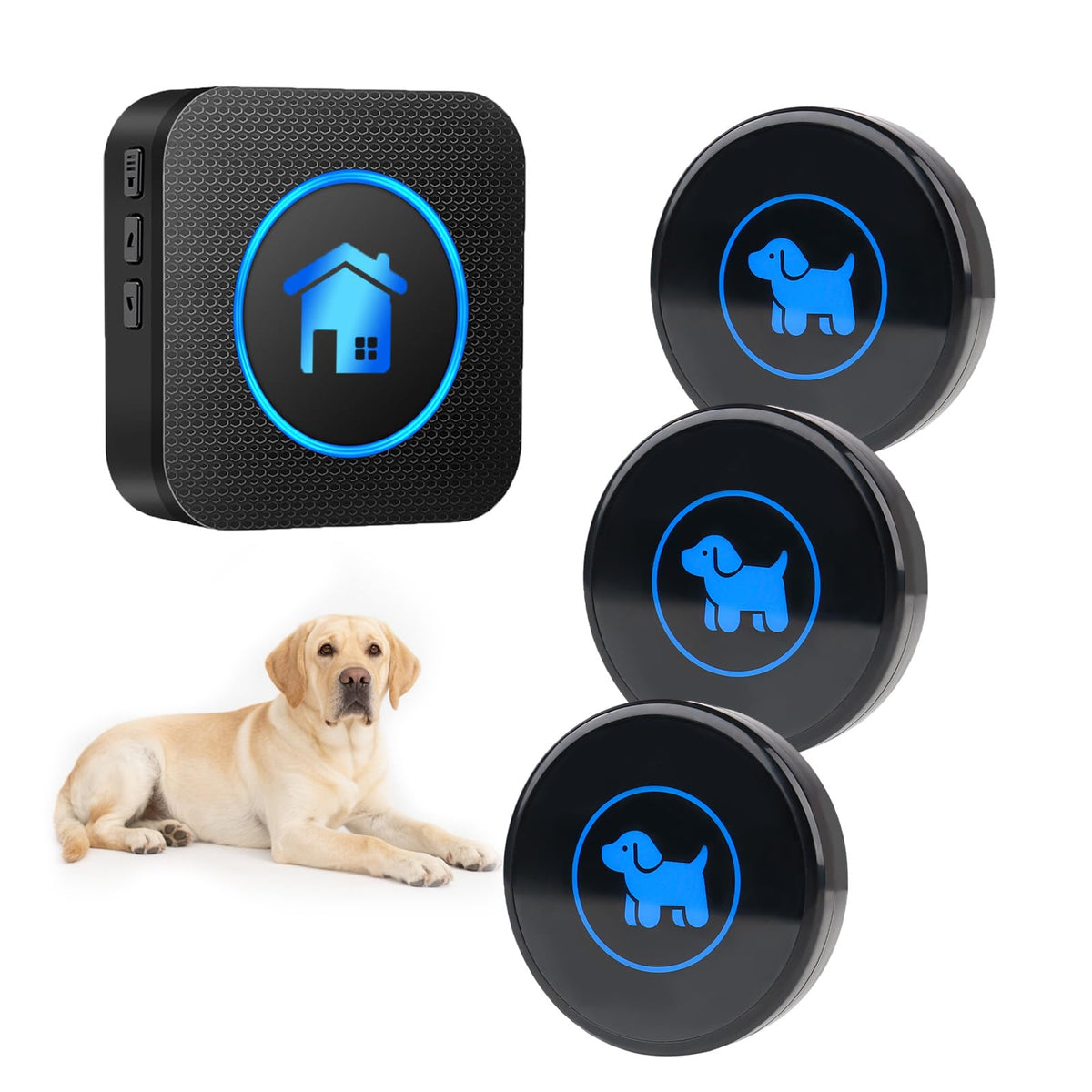 Cangecit dog door bell close-up button enables quick potty signaling at the door.