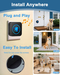 Cangecit dog door bell receiver plugged in ensures reliable alerts without batteries.