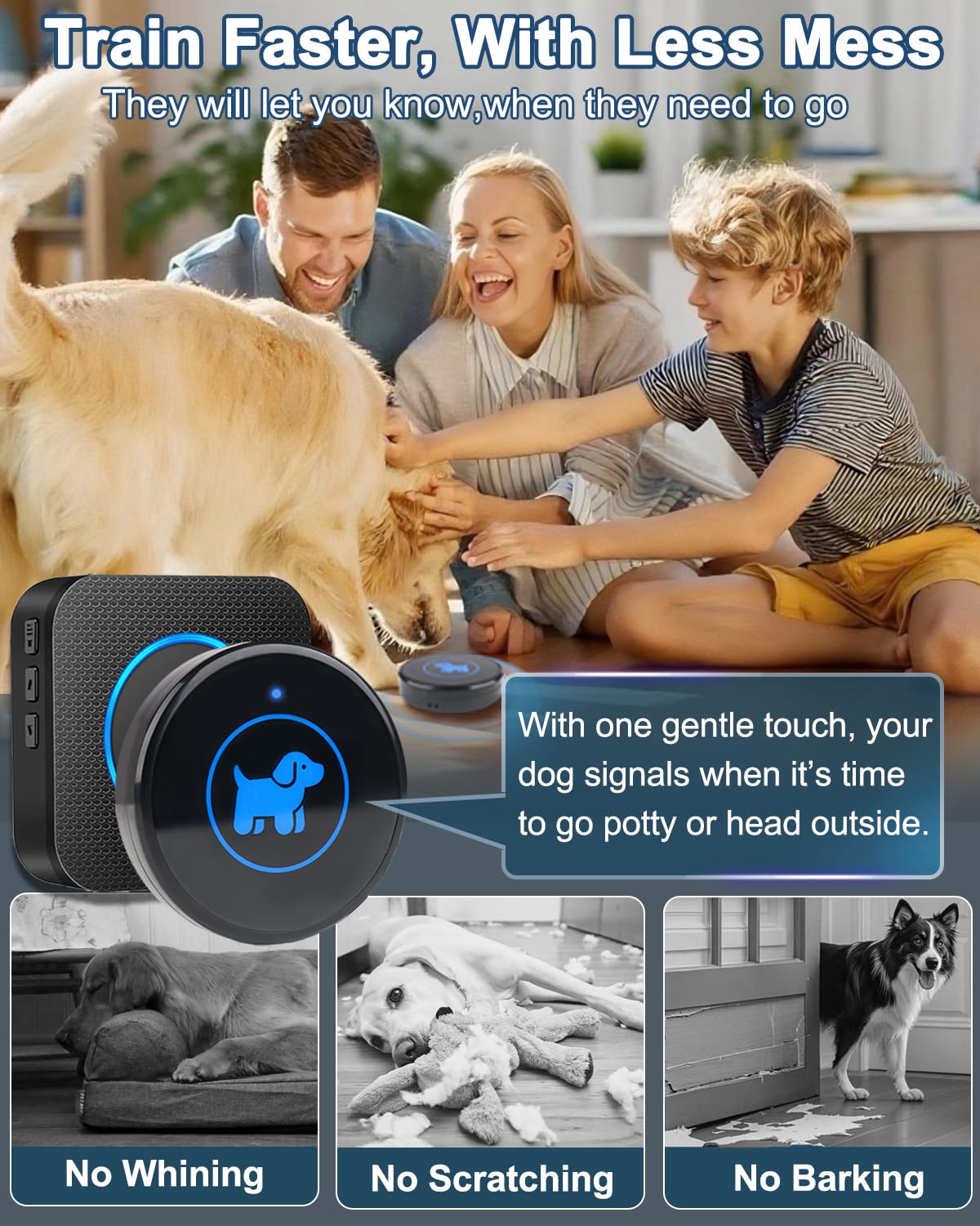 Cangecit dog door bell remote demonstrates long-range signaling across rooms.