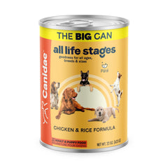 CANIDAE All Life Stages wet dog food can 22oz case shown for multi-dog feeding convenience.