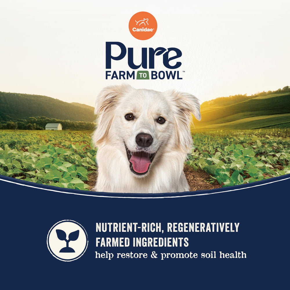 CANIDAE Pure Farm bison first ingredient emphasizes high-quality protein.