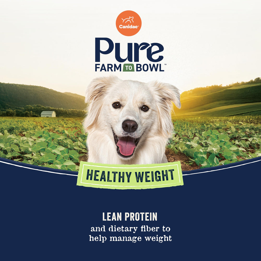 CANIDAE Pure Farm dietary fiber; helps satiety and digestion in adult dogs.