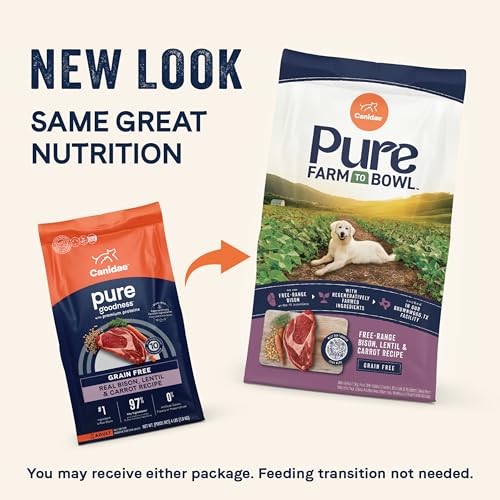 CANIDAE Pure Farm lentils and carrots highlight wholesome grain-free nutrition.
