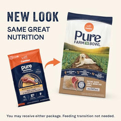 Canidae Pure Farm to Bowl lamb-ingredient-closeup emphasizes pasture-raised protein for adult dogs.