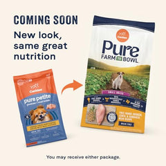 CANIDAE Pure Petite small-breed kibble closeup demonstrates tiny bites for delicate mouths.