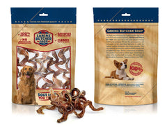 Canine Butcher Shop bully stick spiral pack6 closeup, showing texture and natural chew surface.