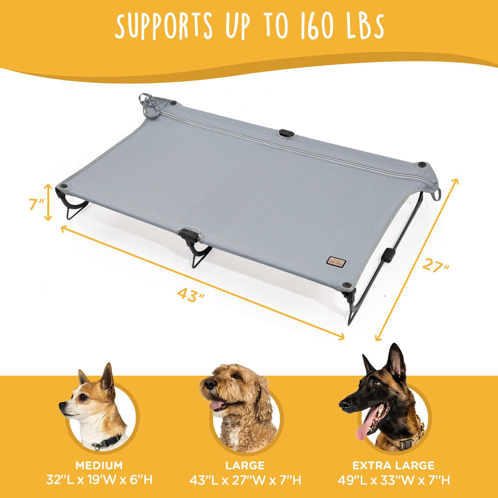 CANINE CANYON Daisy Cot folds flat for easy storage when not in use.