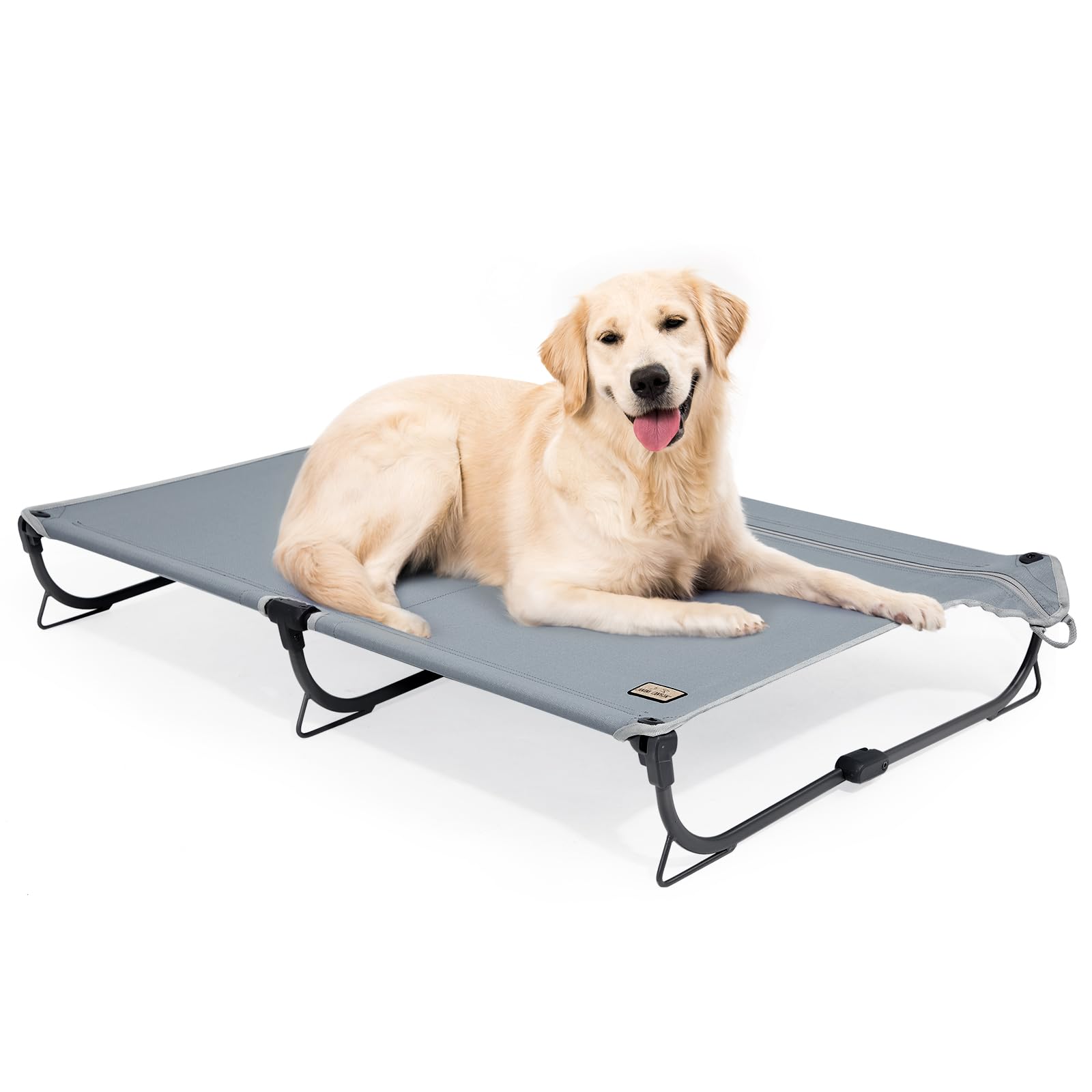 CANINE CANYON Daisy Cot folded for travel provides portable comfort on the go.