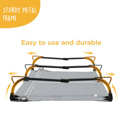CANINE CANYON Daisy Cot supports up to 160 lbs for larger dogs.