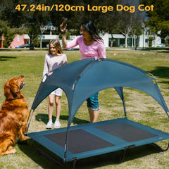 CANINE CANYON dog bed with removable canopy shielding sun and rain