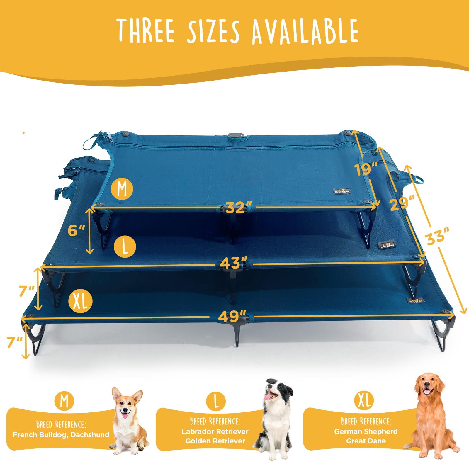 CANINE CANYON folding-raised-dog-bed portable for camping and travel.