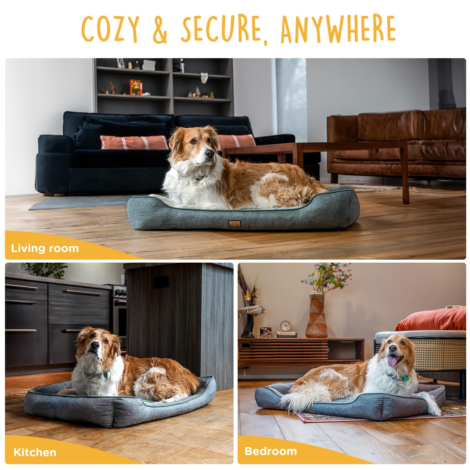 CANINE CANYON large dog bed fully expands after fluffing for optimal size