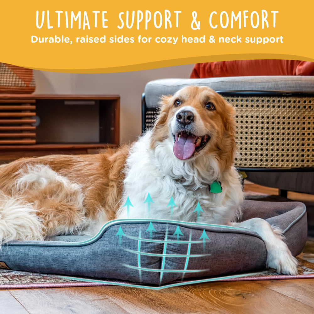 CANINE CANYON large dog bed front view shows raised sides for neck support