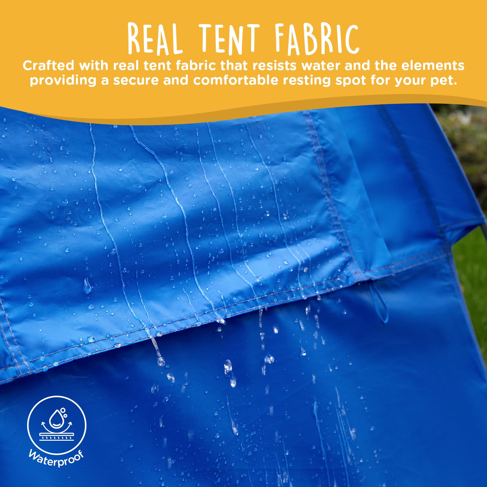 CANINE CANYON Luna tent rainfly coverage emphasizes protection during rain or sun