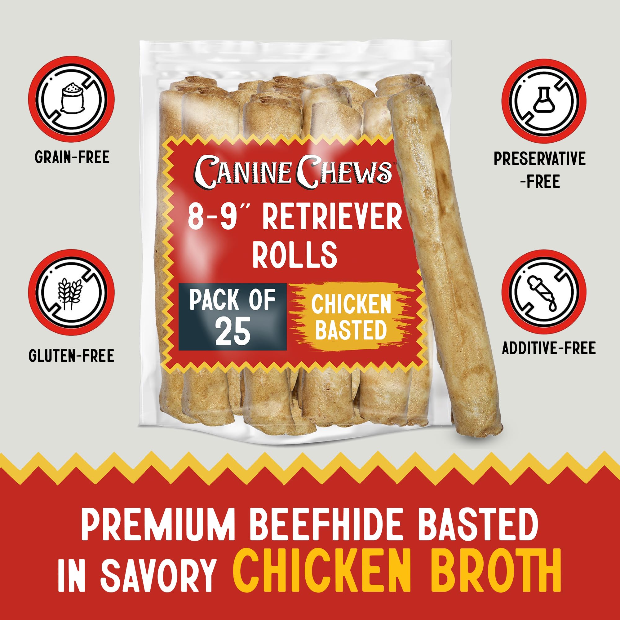Canine Chews chicken broth coating closeup showing flavor aroma