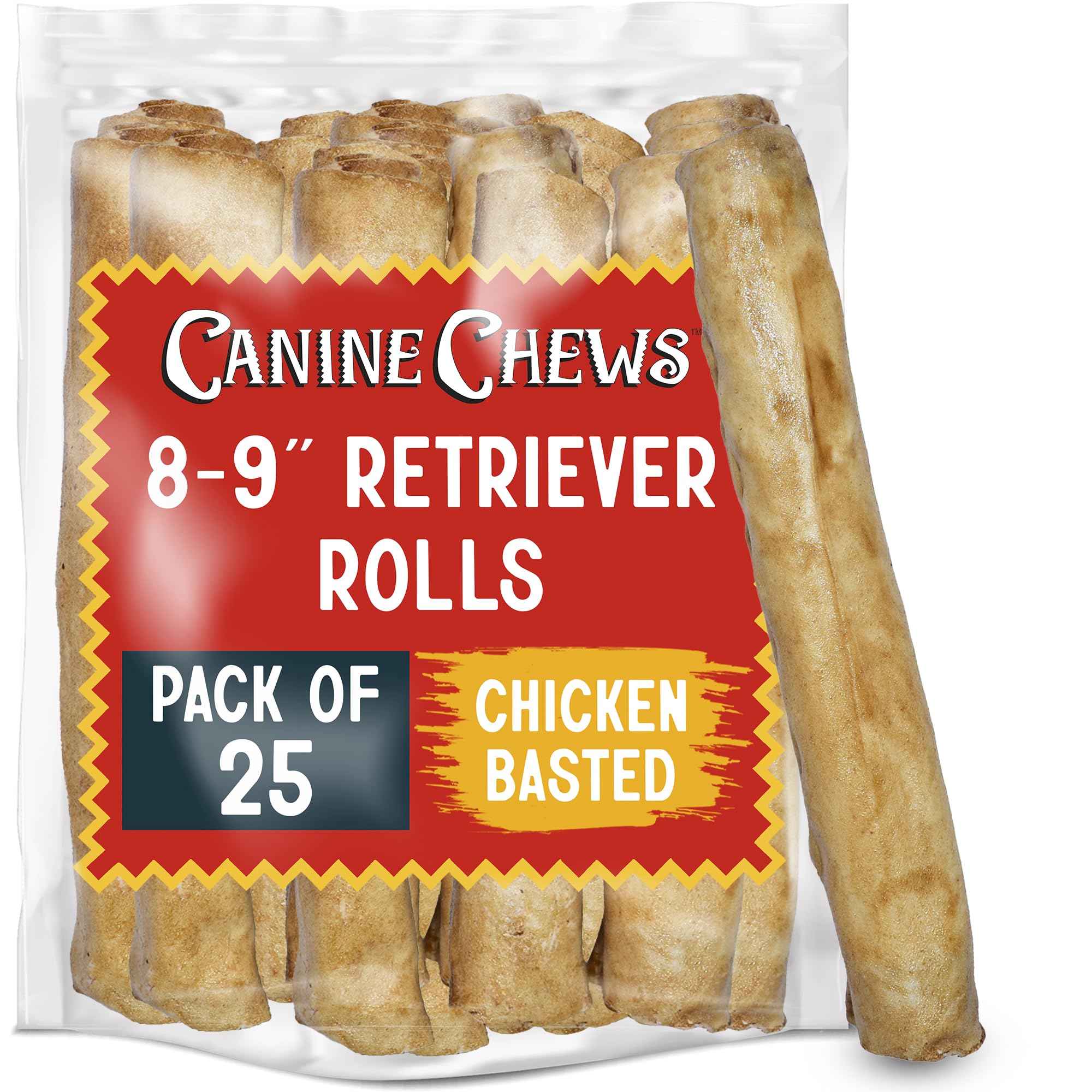 Canine Chews chicken-basted retriever rolls 25-pack long-lasting dog chews