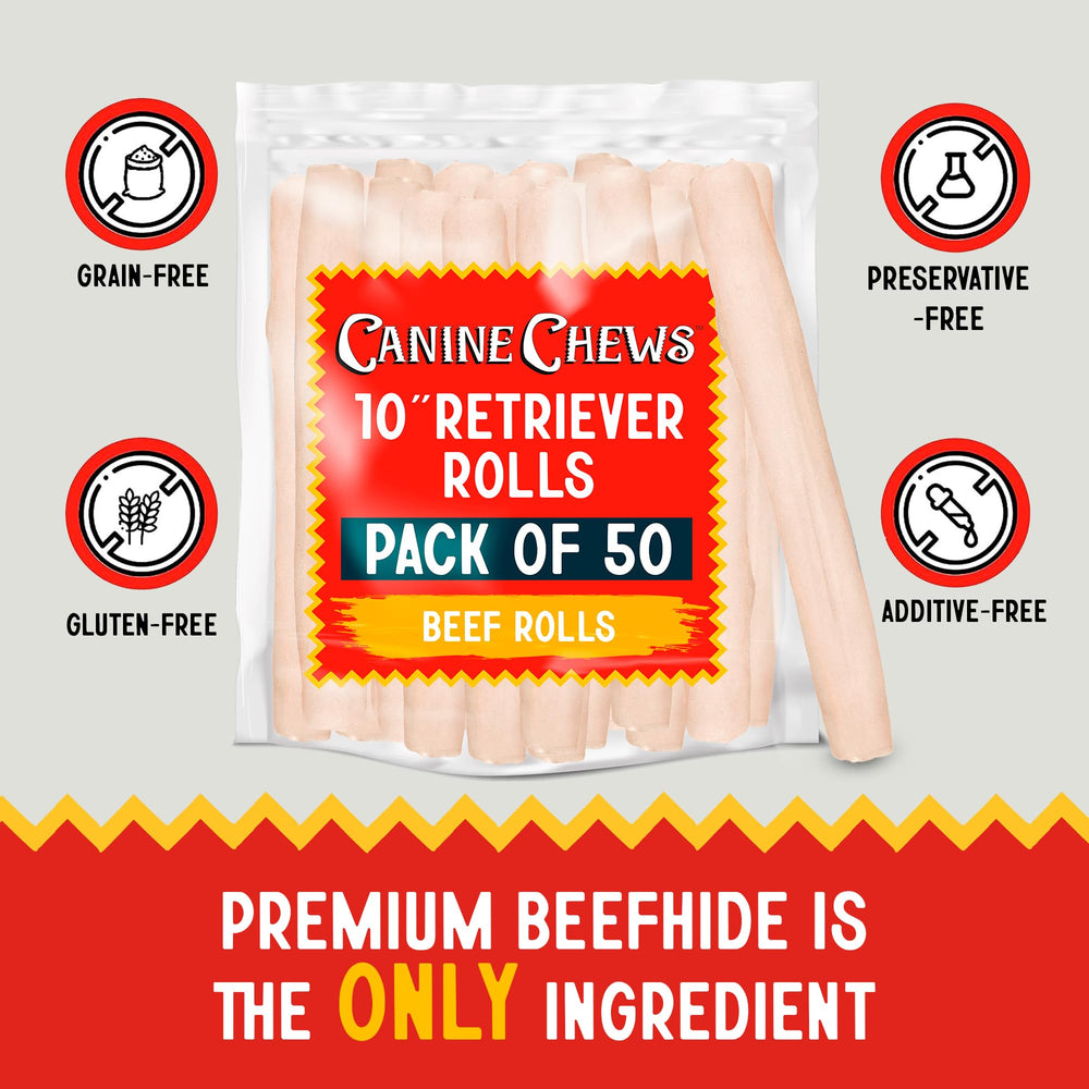 Canine Chews rawhide roll closeup beefhide, single-ingredient chew for aggressive chewers