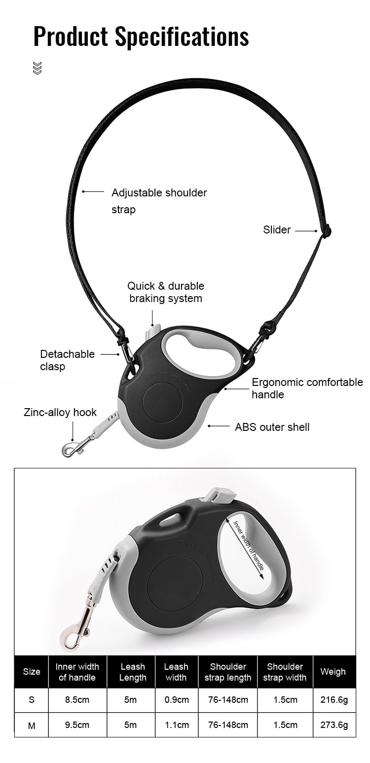 Canine Curation retractable leash with crossbody strap offers hands-free control for city strolls.